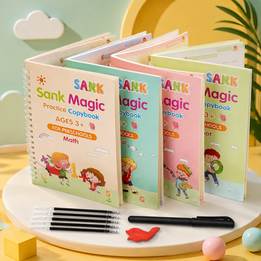 Practice Copybook for Kids – 4 Books with Reusable Pen